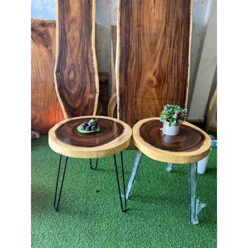 Bàn cafe ngoài trời, mặt gỗ me tây nguyên khối