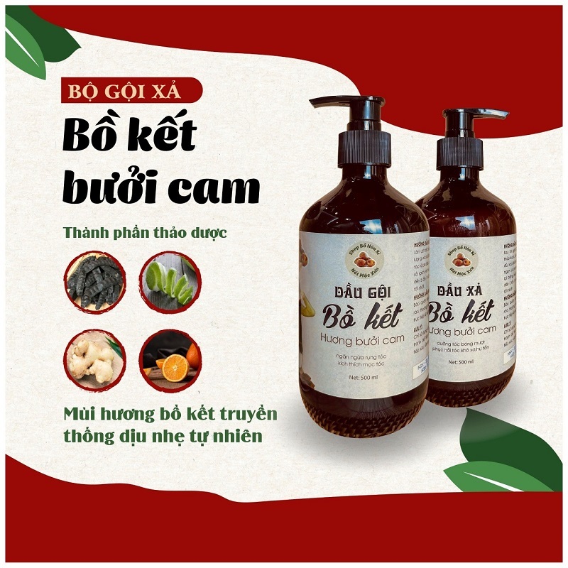 Dầu gội bồ kết cô đặc HƯƠNG BƯỞI CAM, kích thích mọc tóc, giảm rụng