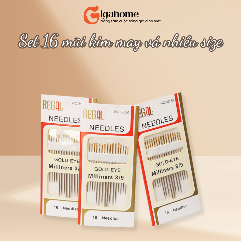 Set 16 Mũi Kim May Vá Quần Áo GIGAHOME Nhiều Size, Chuyên Dụng 5988