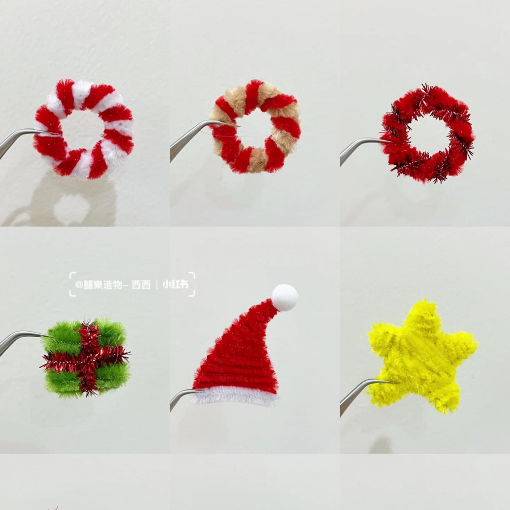 Set nguyên liệu làm cây thông Noel kẽm nhung có đèn - Bộ phụ kiện DIY làm quà tặng, trang trí Giáng Sinh