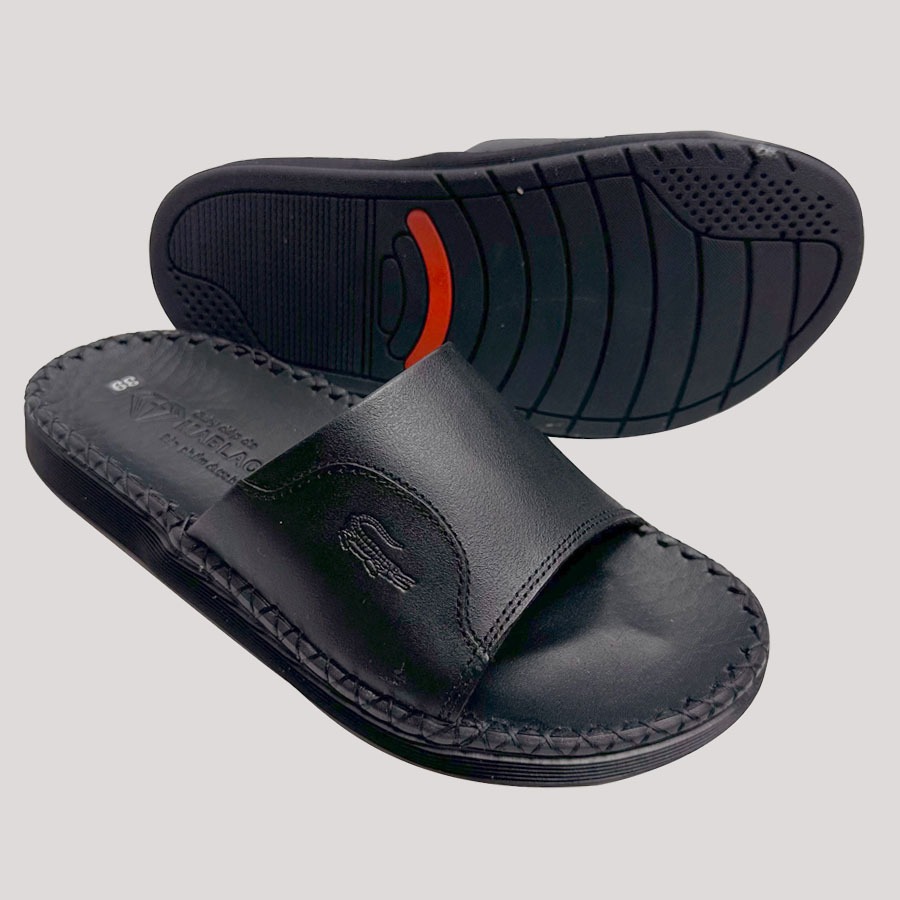 Dép nam quai ngang da bò cao cấp D79 may đế thủ công cao 2.5CM