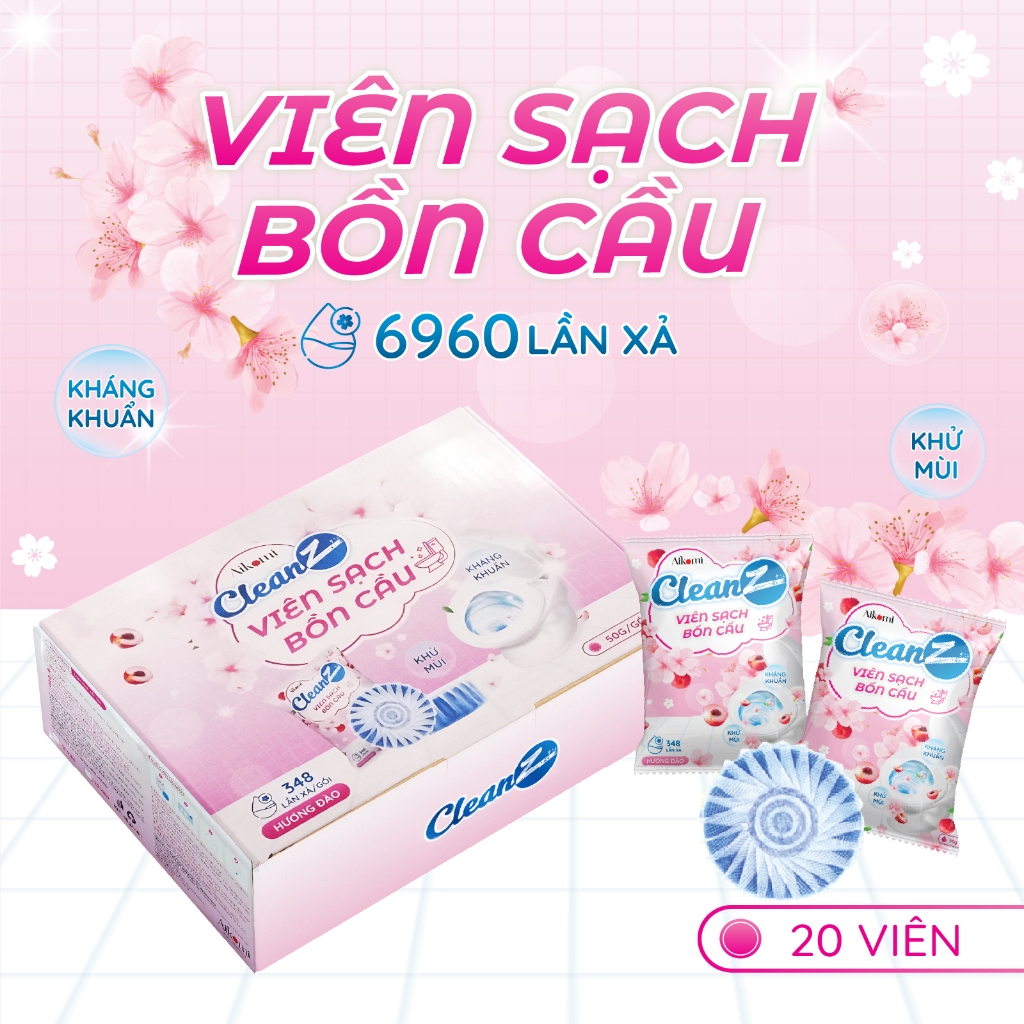 Combo 20 Viên sạch bồn cầu CleanZ chai thả bồn cầu sạch khuẩn tẩy sạch mảng bám khử mùi diệt vi khuẩn toilet