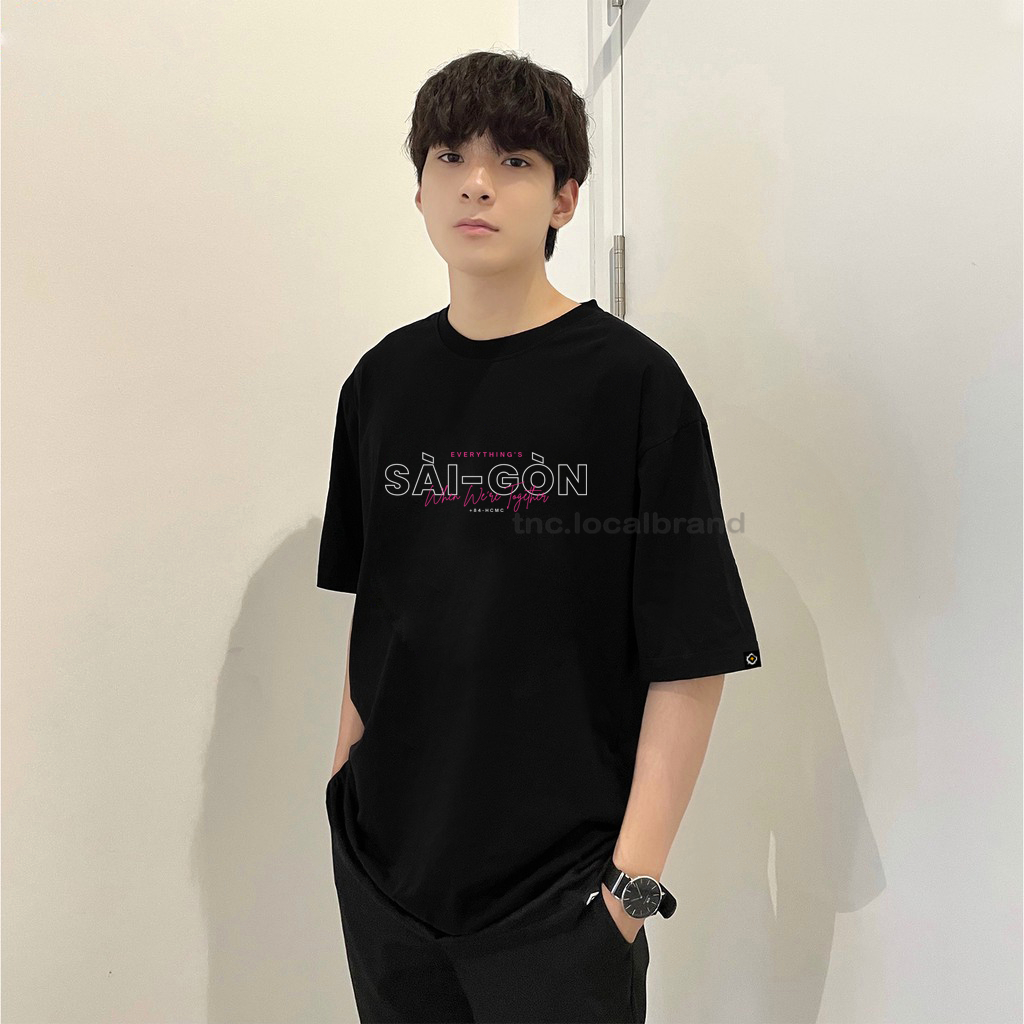 Baby Tee Unisex Couple Áo Thun Cặp Đôi Local Brand TNC Kiểu Phông Nam Nữ Đen Bạn Thân Mặc Đi Chơi "Sàigon Everything"