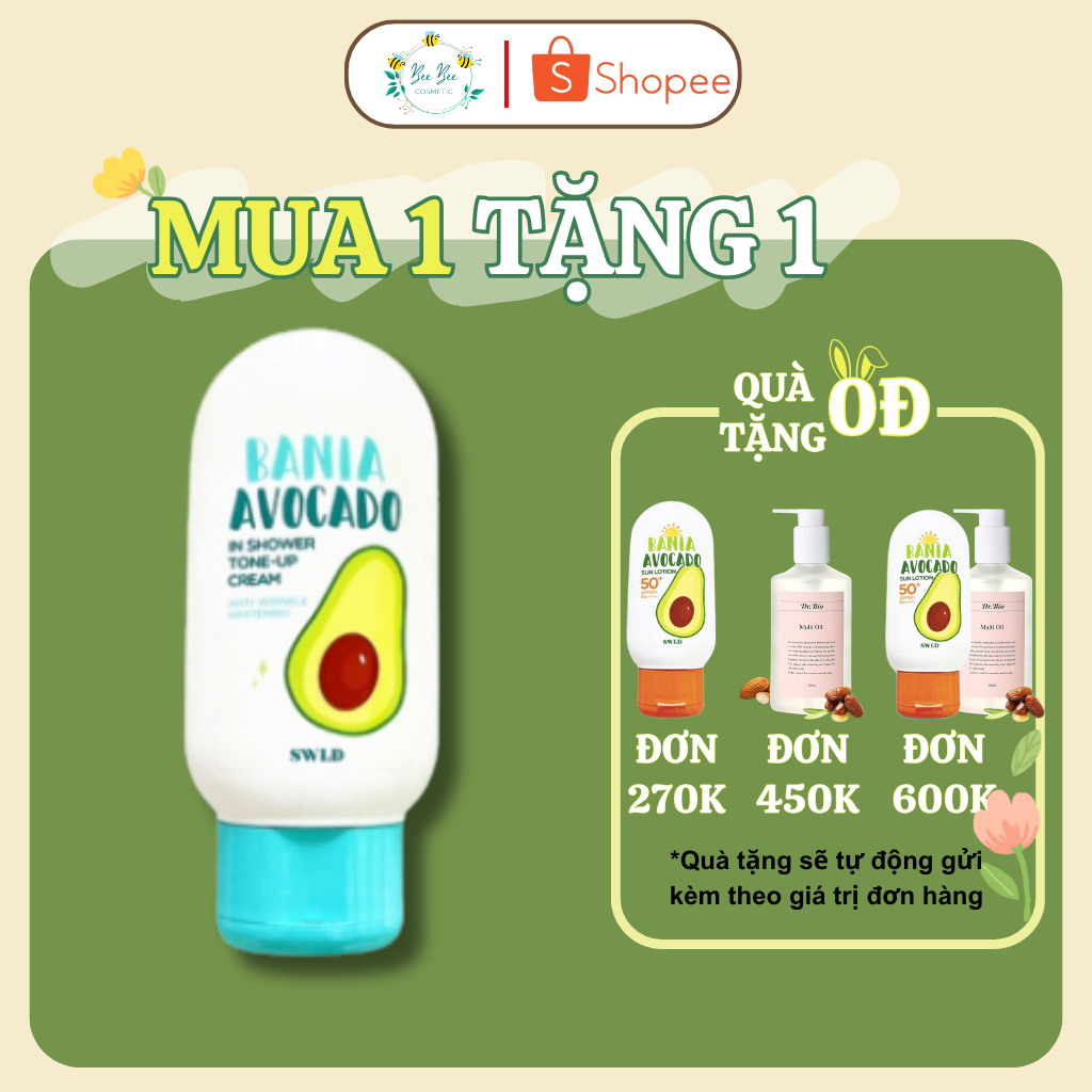 Kem nâng Tone chống lão hoá body SWLD Tone-Up Cream In Shower BANIA AVOCADO SPF 50+