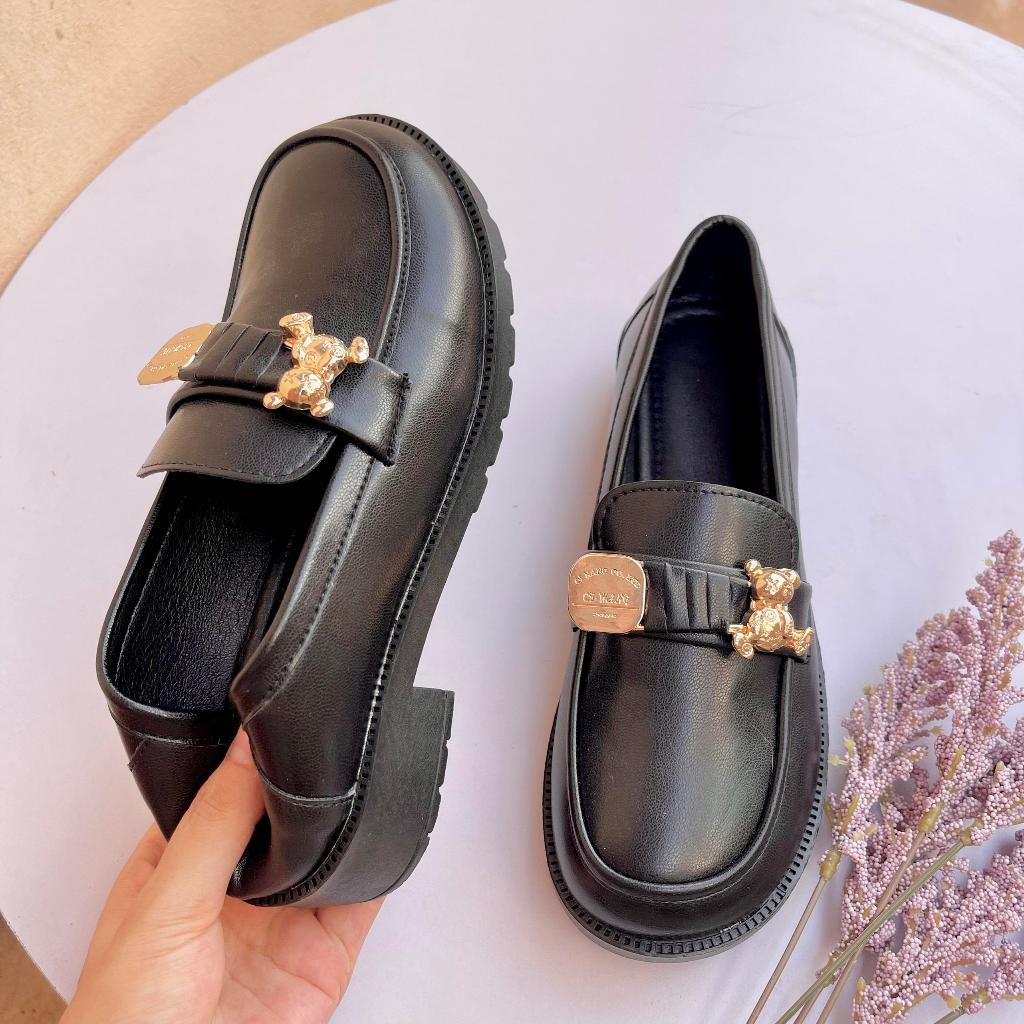 Giày nữ moca khóa gấu chất da mềm  TA20