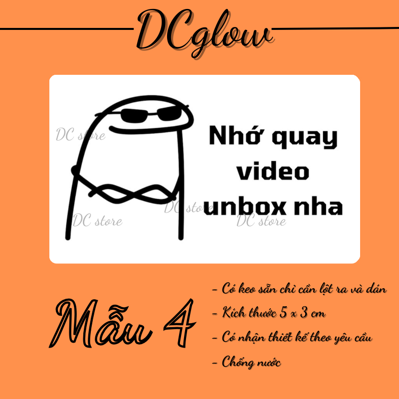 50/100 tem  THẰN LẰN CẢM XÚC 30x50mm nhãn dán meme, sticker niêm phong có keo dán túi giấy, thùng carton, gói hàng