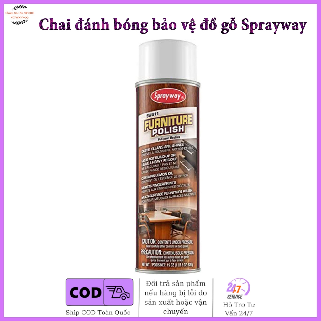 Chai đánh bóng bảo vệ đồ gỗ Sprayway 811 từ Mỹ Sprayway Furniture Polish 539g