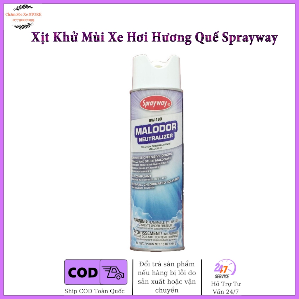Chai xịt khử mùi xe hơi hương quế Sprayway Malodor Neutral Air Fresh 284g SW-190