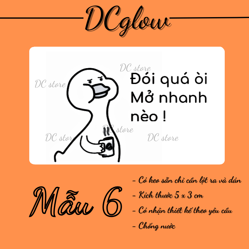 Tem niêm phong CON VỊT 30x50mm nhãn dán meme, sticker niêm phong có keo dán túi giấy, thùng carton, gói hàng