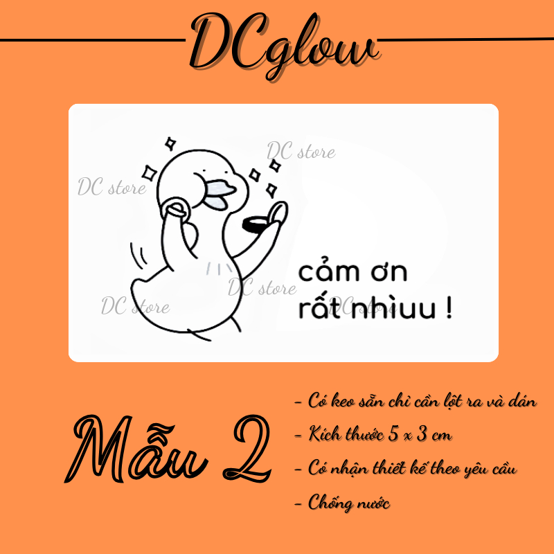 Tem niêm phong CON VỊT 30x50mm nhãn dán meme, sticker niêm phong có keo dán túi giấy, thùng carton, gói hàng