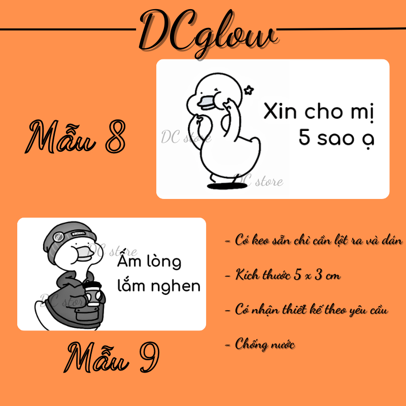 Tem niêm phong CON VỊT 30x50mm nhãn dán meme, sticker niêm phong có keo dán túi giấy, thùng carton, gói hàng