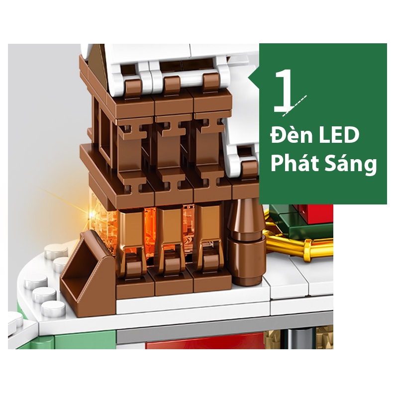 Đồ Chơi Lắp Ráp Giáng Sinh Noel Mô Hình Ngôi Nhà Ông Già Noel Phát Sáng Người Tuyết Cây Thông 601090