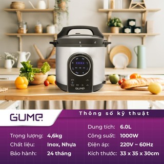 Nồi áp suất điện tử đa năng gume dung tích 6l