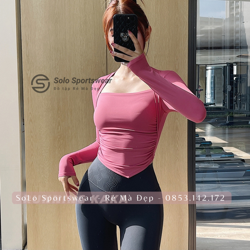 Áo Tập Yoga Gym Ôm Body 𝗖𝗢́ 𝗠𝗨́𝗧 Dài Tay Thể Thao Nữ Thun Poly Cực Mềm Co Giãn Thoáng Mát Tôn Dáng 𝙎𝙤𝙡𝙤 𝙎𝙥𝙤𝙧𝙩𝙨𝙬𝙚𝙖𝙧 114
