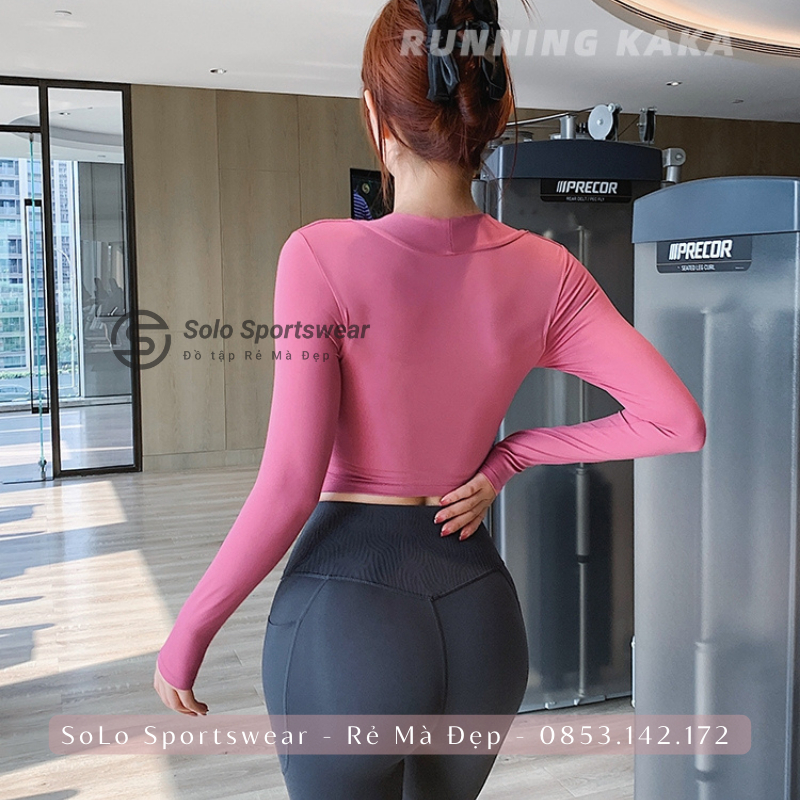 Áo Tập Yoga Gym Ôm Body 𝗖𝗢́ 𝗠𝗨́𝗧 Dài Tay Thể Thao Nữ Thun Poly Cực Mềm Co Giãn Thoáng Mát Tôn Dáng 𝙎𝙤𝙡𝙤 𝙎𝙥𝙤𝙧𝙩𝙨𝙬𝙚𝙖𝙧 114