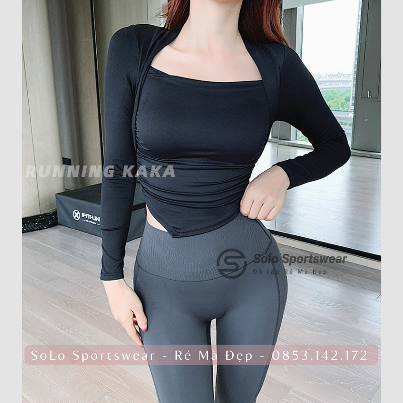Áo Tập Yoga Gym Ôm Body 𝗖𝗢́ 𝗠𝗨́𝗧 Dài Tay Thể Thao Nữ Thun Poly Cực Mềm Co Giãn Thoáng Mát Tôn Dáng 𝙎𝙤𝙡𝙤 𝙎𝙥𝙤𝙧𝙩𝙨𝙬𝙚𝙖𝙧 114