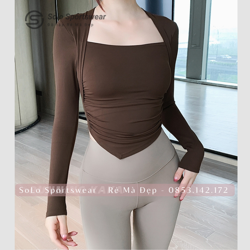 Áo Tập Yoga Gym Ôm Body 𝗖𝗢́ 𝗠𝗨́𝗧 Dài Tay Thể Thao Nữ Thun Poly Cực Mềm Co Giãn Thoáng Mát Tôn Dáng 𝙎𝙤𝙡𝙤 𝙎𝙥𝙤𝙧𝙩𝙨𝙬𝙚𝙖𝙧 114