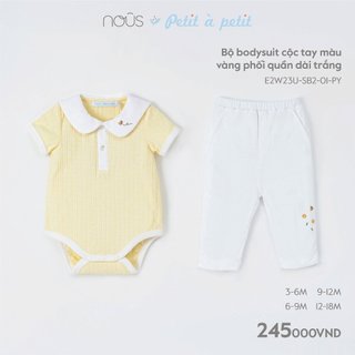 Set bodysuit Nous màu trắng, vàng thêu họa tiết cho bé từ 3-6 tháng đến 12-18 tháng