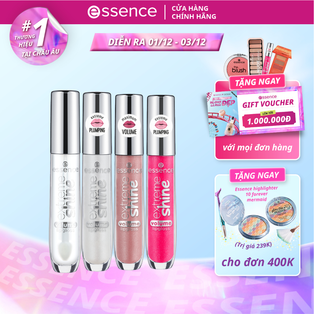 Son dưỡng bóng Essence Extreme Shine Volume Lipgloss tạo độ căng mọng bóng mướt cho môi 5ml
