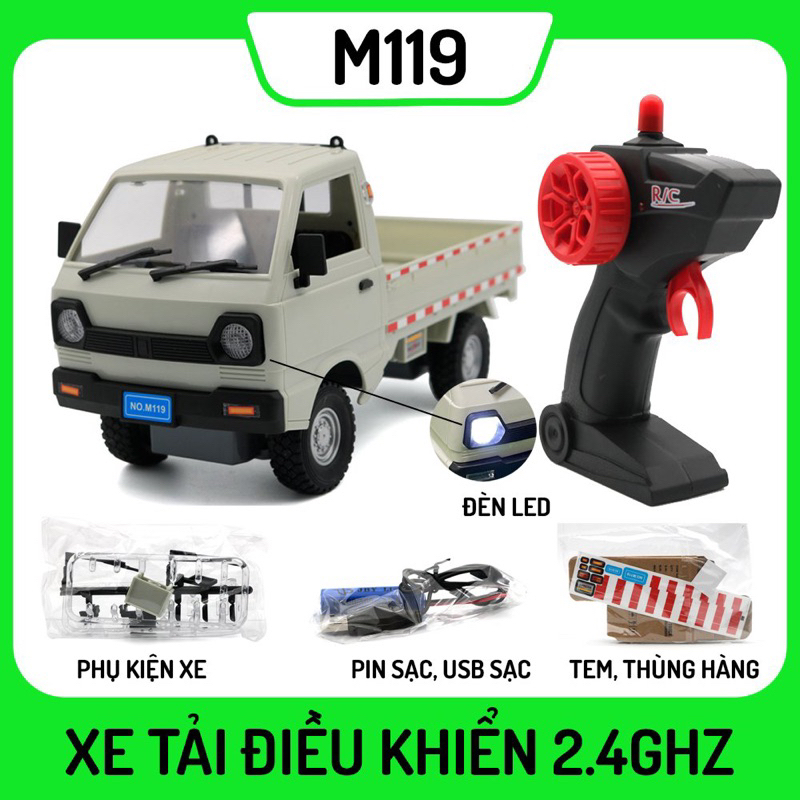 Xe tải Suzuki điều khiển từ xa kèm tem dán và 6 thùng hàng siêu đẹp