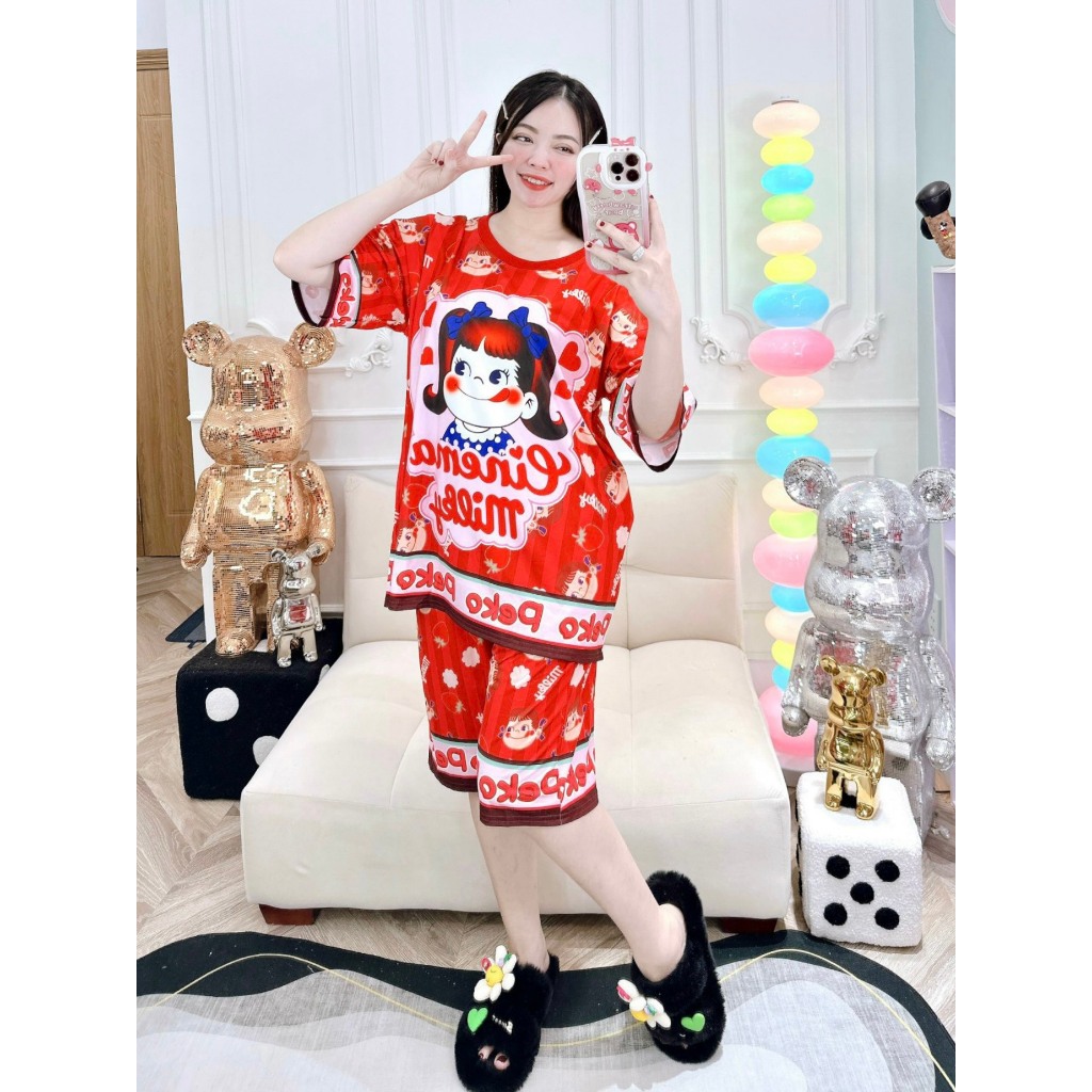 (60-85kg, P2) Đồ bộ bigsize lửng thun lạnh 3D in hoạt hình PHƯƠNG TIPI.mickey-garfield-pooh-kitty. hongduyen2188.