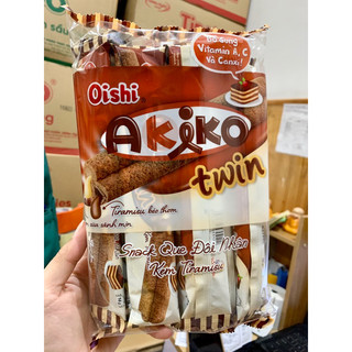 Snack que nhân sữa và phô mai / cà phê sữa dừa / dâu / tiramisu Akiko Oishi 240g