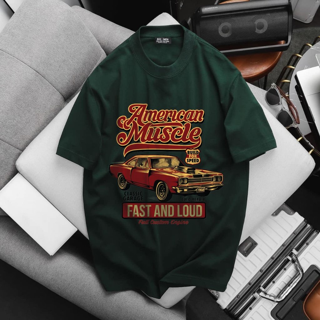 Áo thun cotton bigsize nam in hình xe bigsize cỡ đại < 140kg