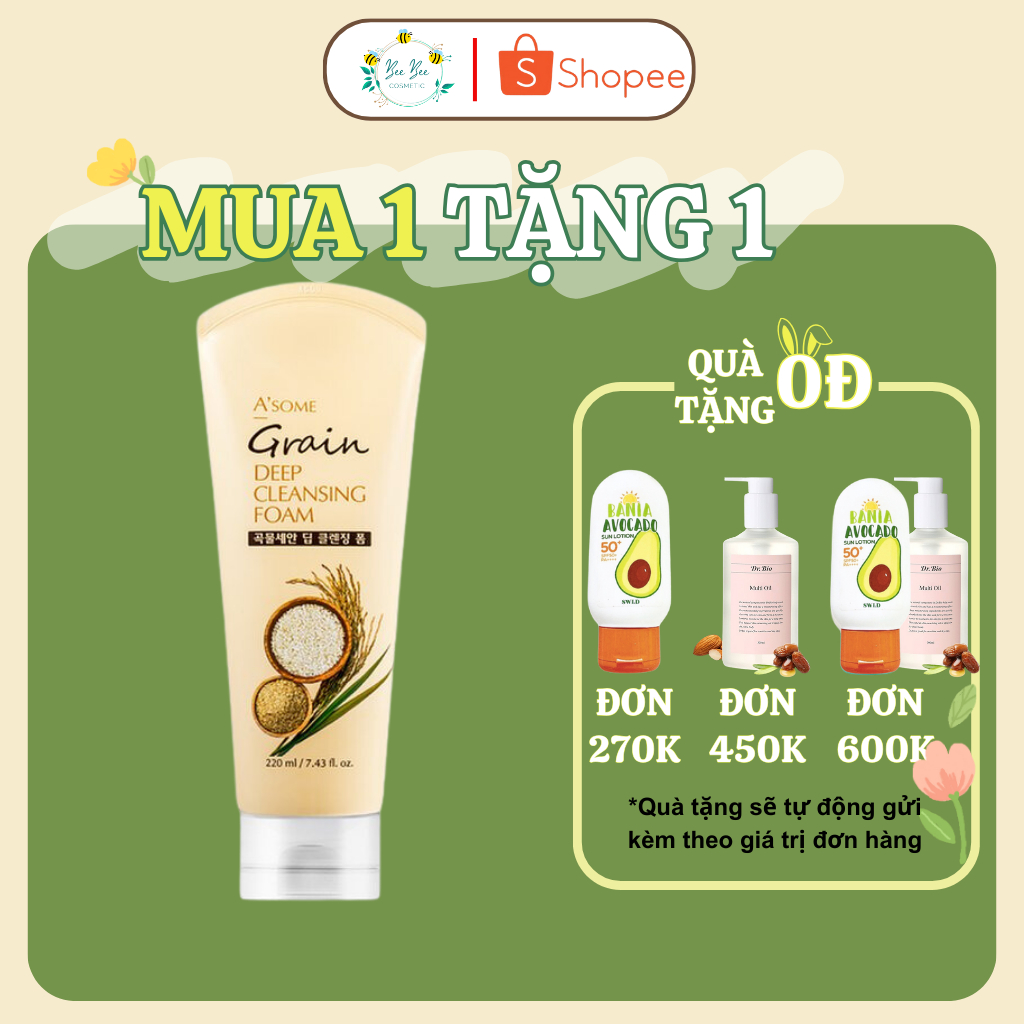 Sữa Rửa Mặt Ngũ Cốc Làm Sạch Da A'SOME Grain Deep Cleansing Foam 220ml