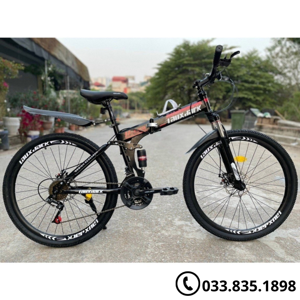 Xe Đạp Thể Thao Gấp Gọn 26inh,Xe Đạp Địa Hình Laux jack Vành Nan Khung Thép Cacbon, Tắng Kèm Phụ Kiện Bộ Qùa Tặng