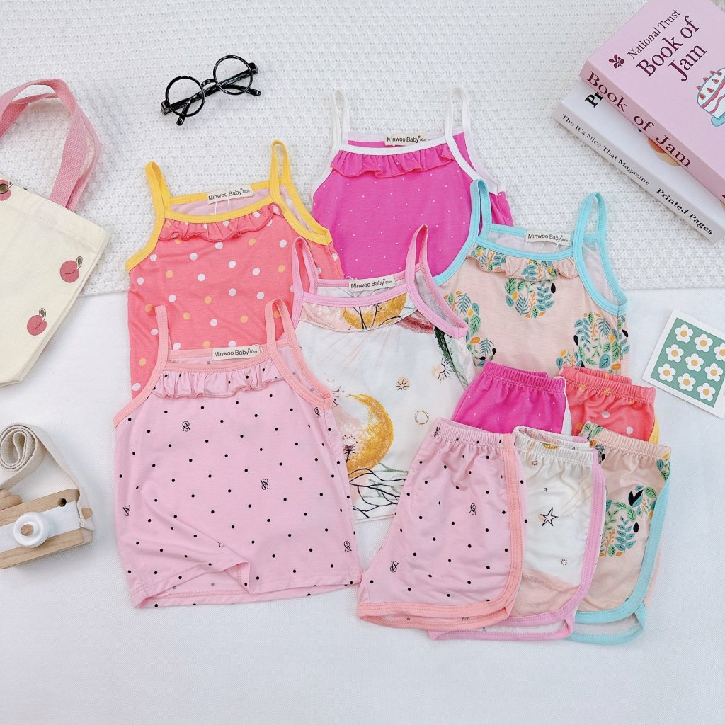 Bộ 2 dây quần đùi Cotton lụa siêu mềm mịn mát cho bé gái - HÀNG LOẠI 1