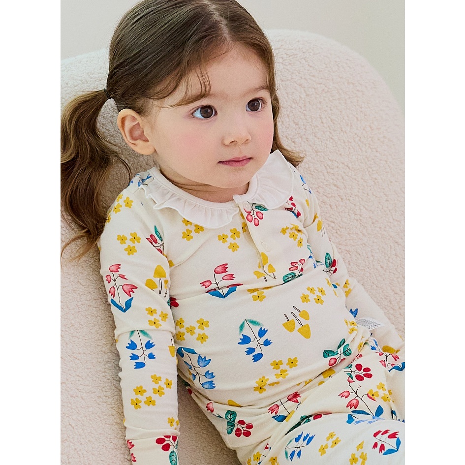 Sẵn_Bộ dài tay bé gái thun cotton hoa nhí mềm mỏng Cordi-i Hàn Quốc