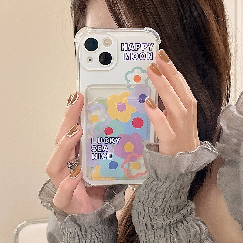 Ốp lưng iphone Ốp điện thoại hoa sắc màu trong túi đựng thẻ ảnh iphone 7/7plus/8/8plus/x/11/12/13/14/15max/promax ct1011