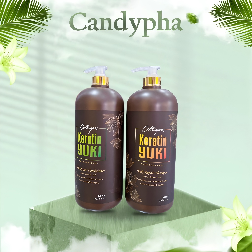 Cặp Dầu Gội Xả Collagen Keratin YUKI 2000ML | Giảm Rụng Tóc, Kích Mọc Tóc, Phục Hồi Tóc Hư Tổn, Mềm mượt