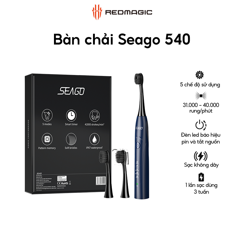 [Qùa Tặng] Bàn chải điện 5 chế độ sử dụng | Sang trọng Sonic Seago SG-540 | 5 chế độ sử dụng | 40000 lần rung/ phút