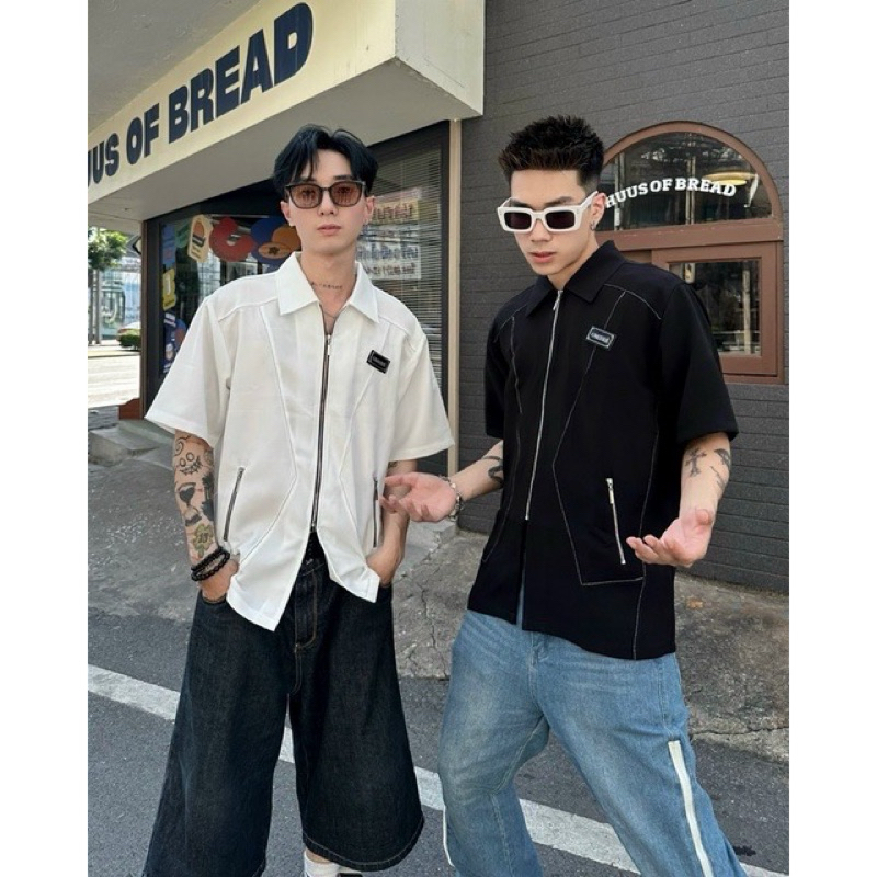 THANH LÝ SƠ MI ZIP ĐEN NAM Size L