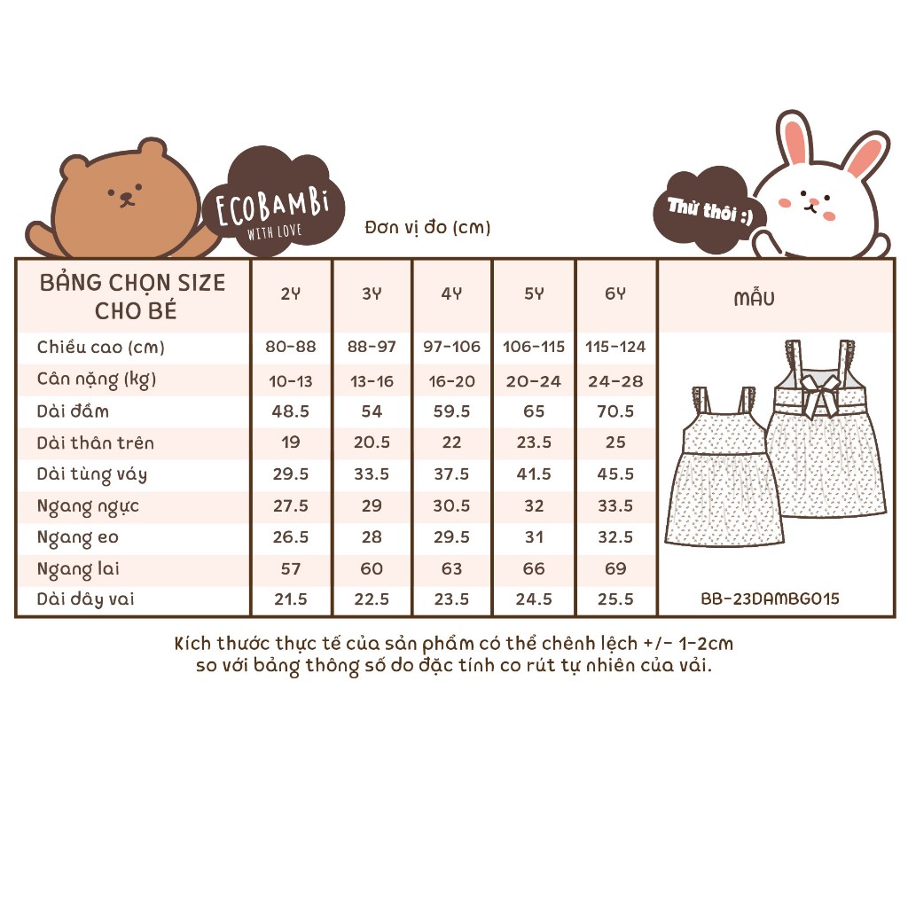 Đầm công chúa babydoll hai dây phối ren, màu trắng cotton thêu hoạ tiết dành cho bé gái - Ecobambi