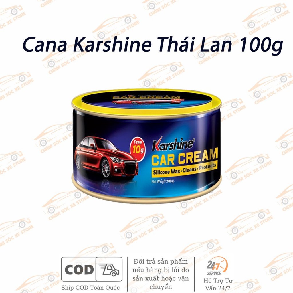 Cana Karshine Thái Lan 100g - Kem Đánh Bóng Sơn, Nhựa, Đá, Gỗ, Kim Loại Krashine Car Cream