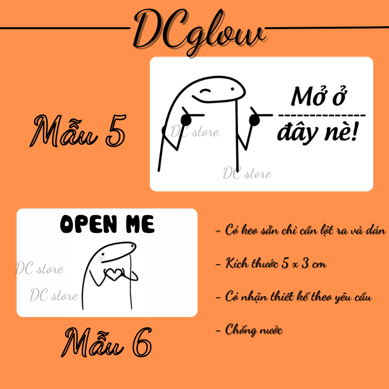 Set 50 tem nhãn dán 30x50cm meme, sticker niêm phong có keo dán túi giấy, thùng carton, gói hàng, meme cảm ơn thank you