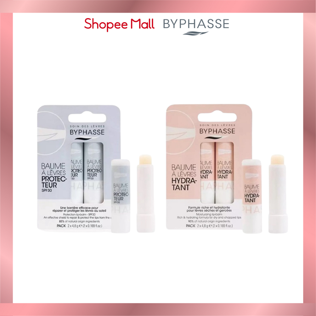 Set 2 Son Dưỡng Môi, Mờ Thâm, Chống Nứt Nẻ, Chống Nắng Byphasse Lip Balm 4.8g