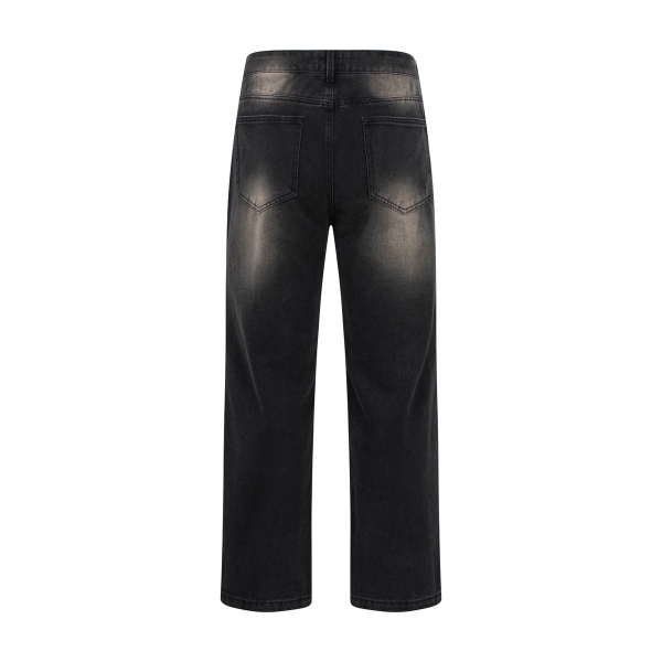 Quần Jean nam khóa gấu, quần ống suông dài phủ giày đen wash xám No.12 -Snomad