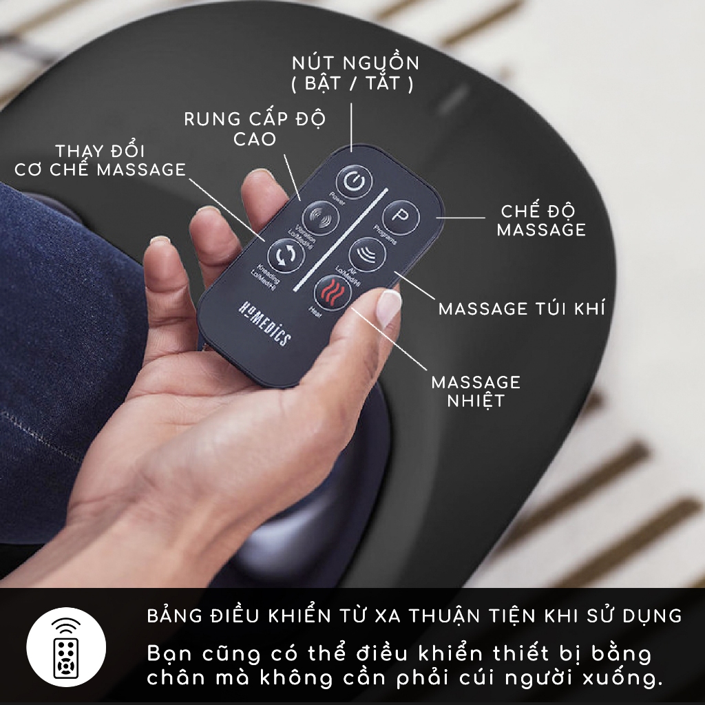 Máy massage chân khí nén cao cấp 3in1 kèm nhiệt Homedics FMS 360 điều khiển cầm tay nhà HT Beauty Chính Hãng Mỹ BH 2 năm