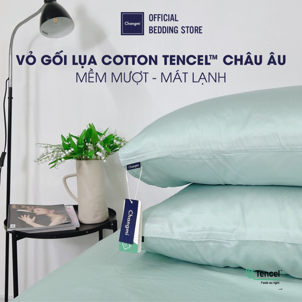 [Nhiều màu] Vỏ gối Cotton Tencel Châu Âu cao cấp Changmi Bedding siêu mềm mượt và mát lạnh - 1 chiếc