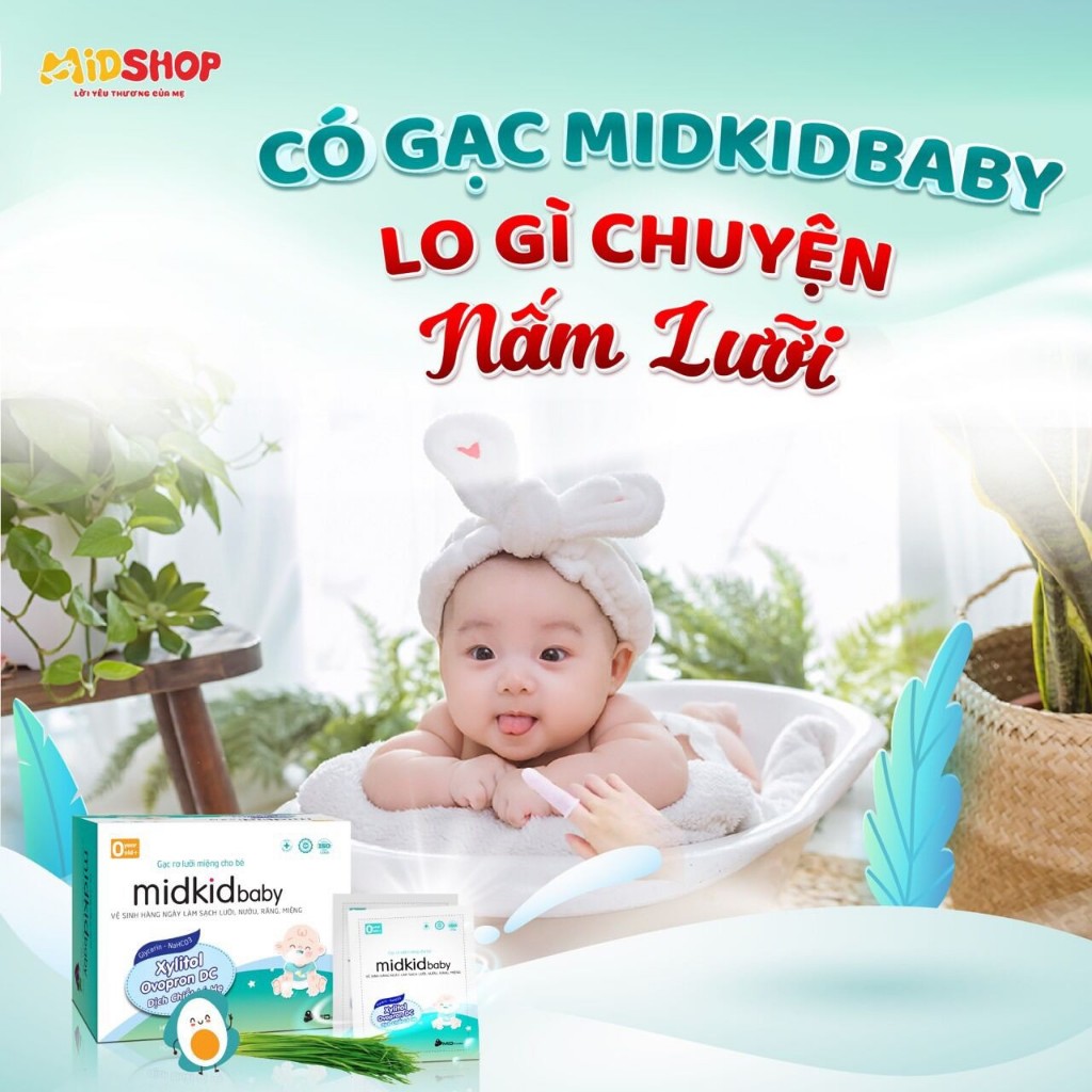 Gạc rơ lưỡi Midkidbaby giúp làm sạch răng, lưỡi, nướu và khoang miệng cho bé (Hộp 15 gói)