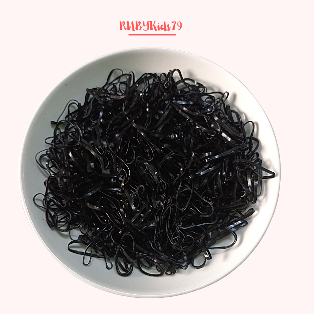 Dây thun buộc tóc cho bé cỡ trung set 500 sợi màu đen siêu dai - rubykids79