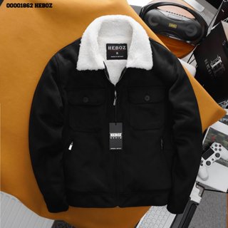 [HẾN STORE MENSWEAR] Áo khoác nam da lộn lót lông cừu giữ nhiệt form slimfit Heboz 3M có túi trong - 00001862
