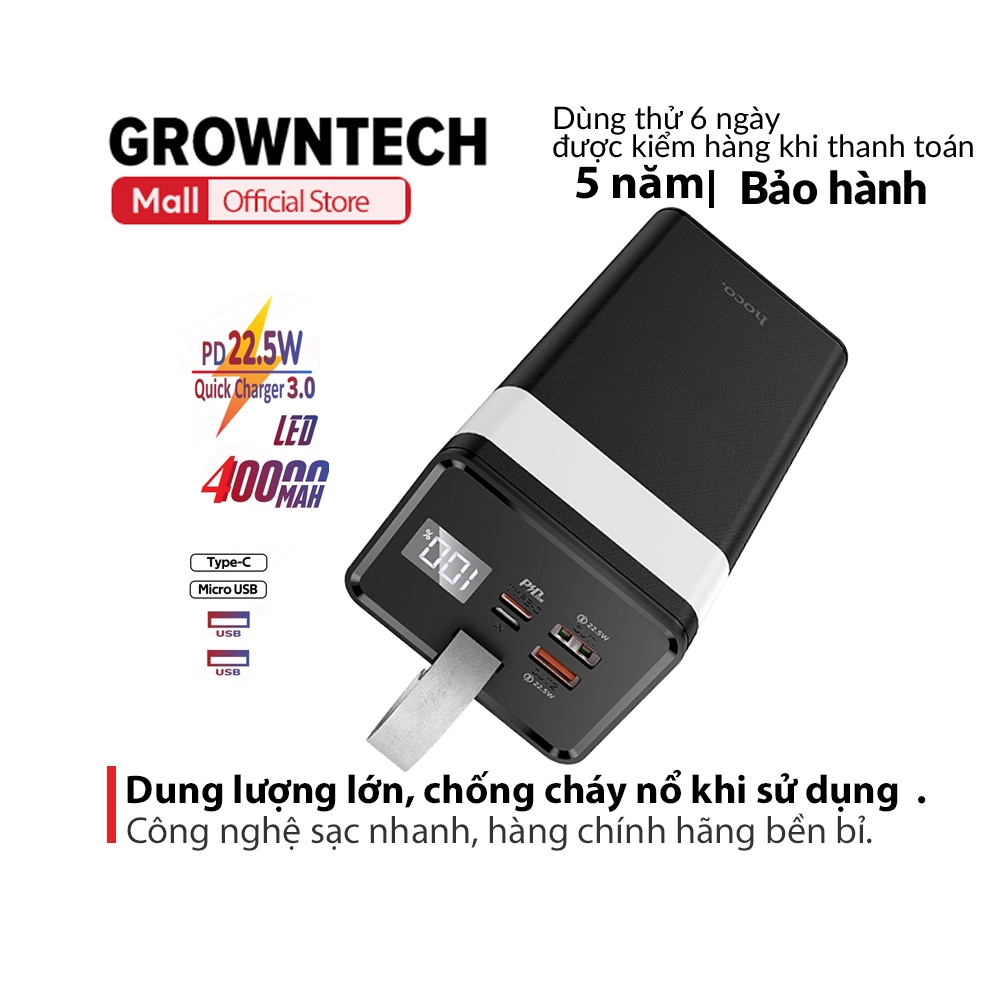 Sạc dự phòng không dây chính hãng Hoco J86 dung lượng 40000mAh dòng 2023 hỗ trợ sạc nhanh chống cháy nổ tích hợp đèn led