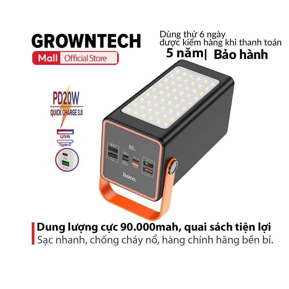 Sạc dự phòng không dây chính hãng Hoco J107 dung lượng 90000Mah dòng 2023 sạc nhanh 22.5W tích hợp đèn led cổng typec