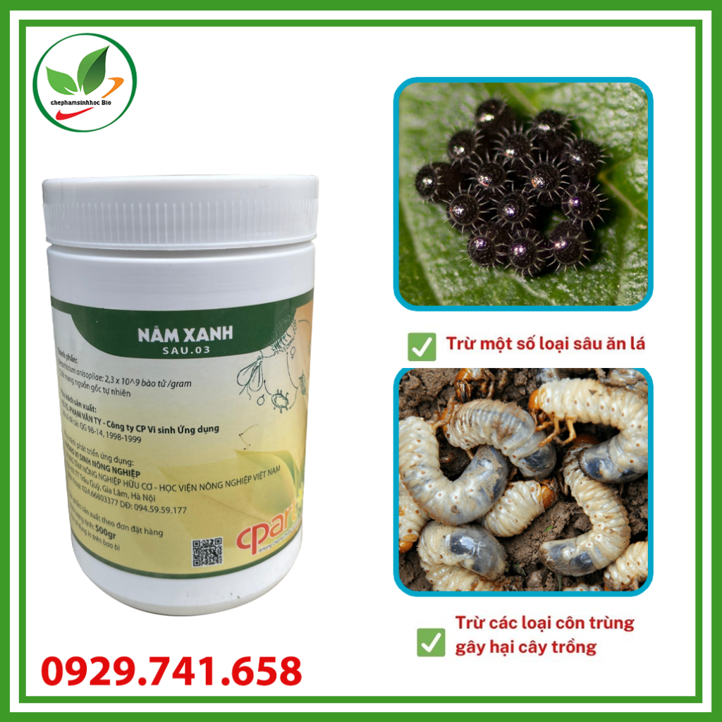 Chế phẩm sinh học nấm xanh . Phòng trừ sâu bệnh. Hộp 500g