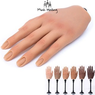 Bàn tay silicone tập làm nail cao cấp có rãnh gài móng uốn tạo dáng nhiều kiểu