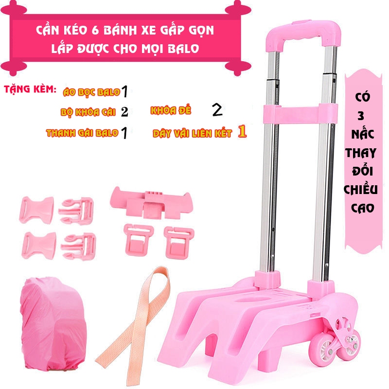 Balo kéo cho bé tiểu học Kabid-Balo chống gù lưng cho bé loại có bánh xe leo cầu thang+Tặng áo bọc balo